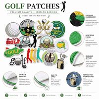 Lot de patchs brodés thermocollants et à coudre pour golfeurs, motifs mignons de clubs de golf, balles, tees, greens, chariots et sacs de golf