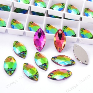 Oleeya En gros Strass à coudre en verre 3A, forme œil de cheval, couleur velours violet, pierre à dos plat, cristal pour la couture de robes - Product Image 3