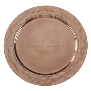 Placa de cargador de hierro de metal redondo de oro rosa ecológica para uso en bodas y fiestas Decoración de mesa de cena personalizada - Product Image 3
