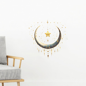 Adesivo Murale Islamico per Ramadan, <span class=keywords><strong>Mezzaluna</strong></span> Blu e Oro <span class=keywords><strong>con</strong></span> Stelle, Decorazione Rimovibile per Casa, Celebrazioni del Ramadan ed Eid - Product Image 5