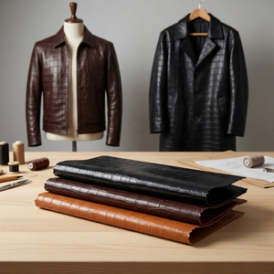Cuir PU végétalien gaufré <span class=keywords><strong>crocodile</strong></span> 0,7 mm en gros |   Tissu ultra doux et souple pour vestes de mode et sacs de luxe - Product Image 1