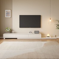 Mueble de TV para Sala de Estar, Soporte de TV Extensible, Mueble de Almacenamiento Blanco, Mueble de TV de Diseño Moderno para Sala de Estar