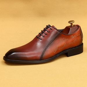 Chaussures Oxford pour hommes en cuir véritable faites à la main, style britannique, bicolores, légères, respirantes, à bout pointu, formelles, à lacets - Product Image 5