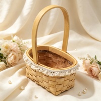 Panier à fleurs carré en bois tressé avec dentelle, bouquet de fleurs, cadeau de Saint-Valentin, anniversaire de filles, emballage pour fleuriste, Zhejiang