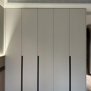 Custom-made Modern <b>Wardrobe</b> for Apartment Home Bedroom Full-height Doors Black Recessed Handles MDF Construction Large Capacity - Product Image 1