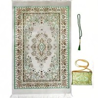 Tapis de prière portable léger en polyester, pliable, tapis islamique de poche avec sac de transport pour les voyages musulmans et l'utilisation en extérieur