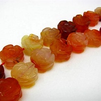Perles en vrac de cornaline sculptées en forme de fleur de rose pour la vente en gros