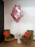 Lustre vintage italien en verre rose de Murano, luminaires suspendus, E12, hauteur réglable pour plafonds hauts, luminaires de salon