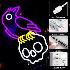 Crow skull neon light LED decoration bedroom room party atmosphere light street Halloween indicator light glowing <b>sign</b> custom 5V - Product Image 1