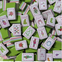 Set Mahjong Modern Amerika 4-Lapisan Akrilik Hijau 1,42 Inci 160 PCS Desain Natal Merry Grinchmas Ukiran Laser Dua Sisi