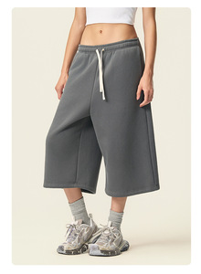 Pantalons décontractés pour hommes en molleton lourd 350G avec cordon de serrage, pantalon large et ample, logo personnalisé, shorts hip-hop - Product Image 3