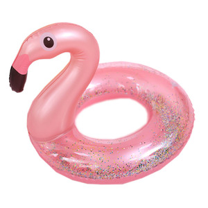 <b>Inflatable</b> Childrens Flamingo Swim Ring With Sequins Pool <b>Float</b> For Kids Age 5-9 Novelty Animal Shape Water Park Use - Product Image 4