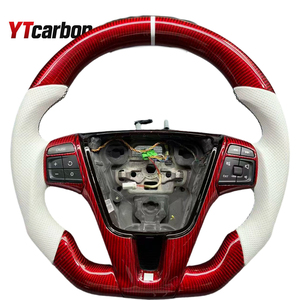 Ytcarbon เส้นใยคาร์บอนสีแดงปรับแต่งได้พร้อมพวงมาลัยหนังสีขาว XC70 T6 S60 <span class=keywords><strong>polestar</strong></span> สำหรับ V60 T6 - Product Image 1