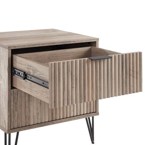 Rustic Gray Nightstand with Two <b>Drawers</b> Modern Wood Design Bedroom <b>Storage</b> Cabinet - Product Image 5