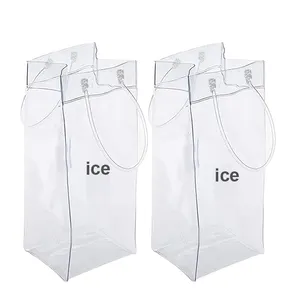 Wholesale Reusable Safe Reliable Clear Wine Bottle Ice Bag Beer Cooler Single Tote Pouch Bags For Outdoor Party Cold Beverage