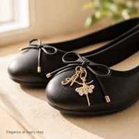 Breloques de chaussures en forme de ballerine dorée, breloques en cristal pour ballerines, accessoires pour chaussures, anneaux de jonction, quincaillerie, personnalisation OEM
