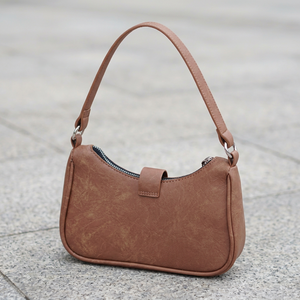 Sac bandoulière marron en cuir PU motif litchi pour femme, sac à main populaire avec fermeture éclair, idéal pour les voyages et le quotidien - Product Image 1