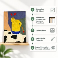 Pintura al Óleo Abstracta Divertida sobre Lienzo, Hecha a Mano, con Formas Geométricas Audaces, Grande, al por Mayor, Enmarcada, Lista para Colgar, Cuadros y Arte Mural