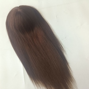Prêt à expédier : Topper <span class=keywords><strong>capillaire</strong></span> en cheveux humains européens faits à la main, base soyeuse avec clips, trame en PU, plusieurs couleurs, pour femmes ayant des cheveux clairsemés - Product Image 4