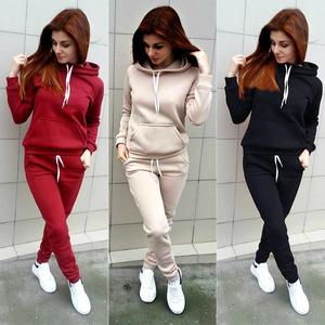 2020 nuovi Arrivi Delle Donne Set 2 Pezzi Tuta Pullover <span class=keywords><strong>Felpa</strong></span> Con Cappuccio Vestiti di Vestito A Due Pezzi Delle Donne Tute - Product Image 2