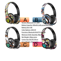 Casque de jeu sans fil supra-auriculaire P35 Graffiti avec microphone, Bluetooth 5.0, AAC, annulation active du bruit (ANC), éclairage LED RGB, basses améliorées, DJ