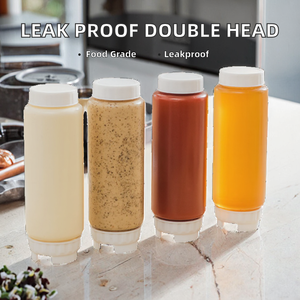 Food Grade Manufacturer Supplies Double Headed <b>Squeeze</b> Sauce <b>Bottle</b> Tomato Salad Dressing Leak Proof Easy Open End YC-600ML - Product Image 2