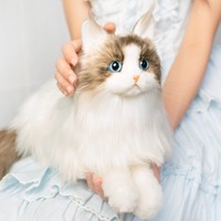 Poupée en peluche chat super simulation personnalisée par les fabricants, poupées d'animaux chaton en posture assise mignonne sur mesure