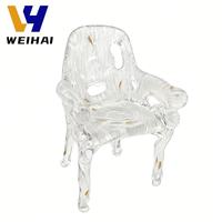Chaise acrylique en cristal de glace avec texture d'écorce d'arbre, meubles translucides artistiques modernes pour la décoration intérieure de luxe