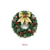 Guirlande de Noël Ronde en Plastique 40cm avec Nœud Pailleté, Cône de Pin et Baies Rouges – Décoration de Vitrine de Noël 2026 – Nouveauté Promotionnelle