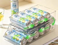 Étagère de rangement pliable en PET transparent pour canettes de soda, bac organisateur de boissons empilable pour réfrigérateur, cuisine, garde-manger, tri des boissons