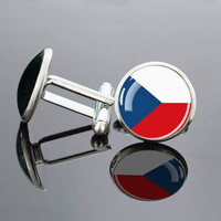 Boutons de manchette ronds en alliage de zinc durable du Luxembourg, motif drapeau national, accessoire vestimentaire formel