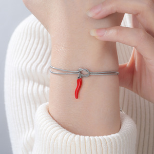 Bracelets minimalistes très vendus pour femmes et hommes, accessoires porte-bonheur, bracelets en acier inoxydable avec nœud infini et breloque <span class=keywords><strong>corne</strong></span> <span class=keywords><strong>italienne</strong></span> - Product Image 6