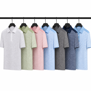 T-shirt de golf formel pour homme de haute qualité, imprimé lettres, en jersey de performance, avec motif en tissu tricoté imprimé par transfert thermique, couleur foncée - Product Image 5