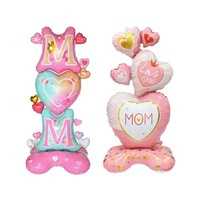 Grande couronne de ballons en aluminium pour maman et papa debout Pack de cartes individuelles Ballons à l'hélium pour décoration de fête des pères et des mères