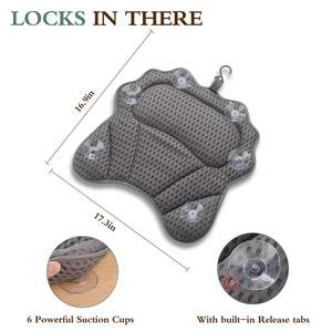 符合人体工程学的豪华浴缸枕头，带头颈肩部和背部支撑4D浴枕，带6个强力吸盘 - Product Image 2