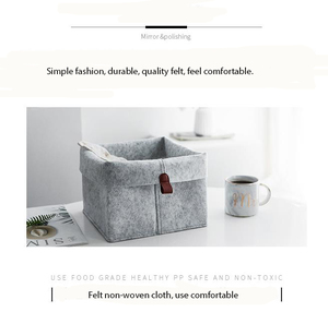Caja de almacenamiento de fieltro de color gris y negro de diseño clásico para uso diario en el hogar/Oficina - Product Image 3