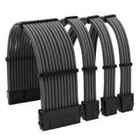Kabel Power Supply 18AWG 30CM Kit Male to Female ATX 24Pin CPU 8P GPU Dual 8Pin Kabel Berlapis Kain PSU Kabel Ekstensi Produk Stok