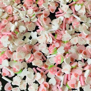 100 г/мешок розовое сердце клубника смешанные ломтики полимерной глины 3D ремесленные ломтики слизи куклы для украшения чехла для мобильного телефона - Product Image 4