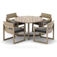 Ensemble table et chaises en teck massif pour terrasses, jardins, villas et espaces extérieurs – Mobilier d'extérieur résistant aux intempéries – Collection Région Nordique