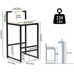 <b>Adjustable</b> Luxury Kitchen <b>Stools</b> Modern High Counter <b>Height</b> Bar Chairs with Steel Frame for Dining Living Room Bedroom Set of 2 - Product Image 6