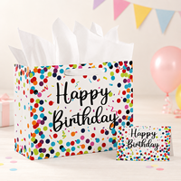 En stock – Ensemble de sacs cadeaux de luxe réutilisables avec carte de vœux, papier de soie et poignées en ruban pour l'emballage de cadeaux d'anniversaire