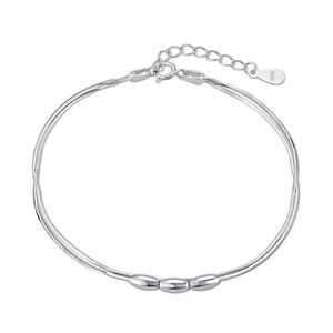 Dylam Simple Design 925 Sterling Silver Minimalist Beaded Bead <b>Adjustable</b> Women Layered <b>Bracelet</b> - Product Image 1