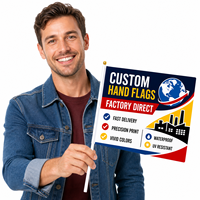 Drapeau à main promotionnel 14x20cm en polyester double tricoté avec bâton en plastique pour événements et carnavals