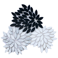 Moderne Blanc Noir Gris Marbre Mosaïque Fleur Marguerite Motif pour Salle De Bains Salon Mur Sol Carrelages 10mm Épaisseur
