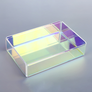 <strong>Clear</strong> Acrylic Rectangle Iridescent <strong>Jewelry</strong> Storage <strong>Box</strong> With Lid - Product Image 4