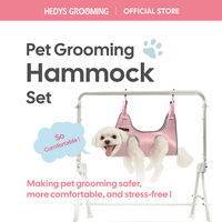 HEDYS GROOMING Ensemble de hamac auto-toillettant pour chien en coton et maille d'aluminium avec support réglable pour le nettoyage des pattes, les soins des ongles et le nettoyage du visage