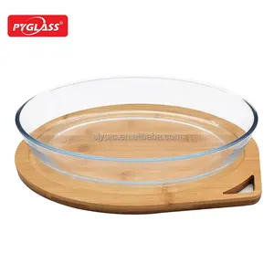 Sinh Thái Thân Thiện Hình Bầu Dục Bakeware Đặt Lò Vi Sóng Kính An Toàn Baking Pan Pizza Khay