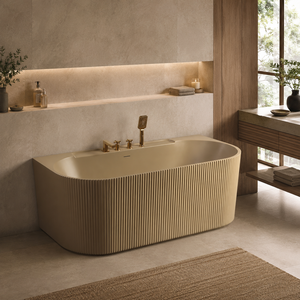 <span class=keywords><strong>Baignoire</strong></span> en acrylique de luxe, dorée mate, à dos <span class=keywords><strong>mural</strong></span>, en forme de D, avec robinet <span class=keywords><strong>mural</strong></span> doré pour salle de bain de villa moderne - Product Image 1