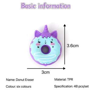 Goma de Borrar de Dibujos Animados al por Mayor Set de Papelería y Útiles Escolares para Estudiantes Goma de Borrar DIY con Simulación de Comida Tipo Dona - Product Image 6