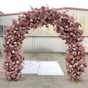 Arco Ecológico de Flores Artificiales de Seda, Hortensias y Rosas en Pasta de Frijol, Diseño Nuevo de IFG, 8x8 pies, para Decoración de Bodas - Product Image 3